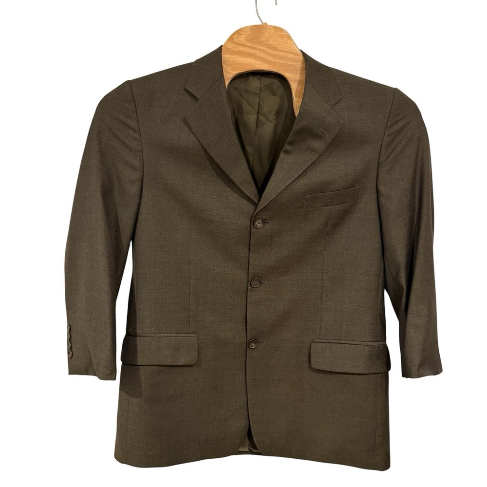 Pavone Zignone Men's Suit  Blazer 100% Wool Olive  Check Measurements For Sizing
